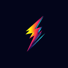 Poster - Vibrant Lightning Bolt Graphic on Dark Blue Background