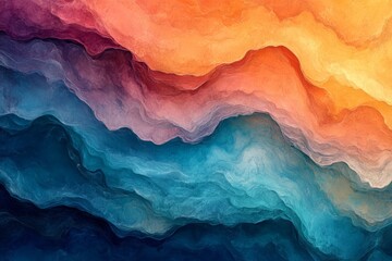 Poster - Colorful abstract waves of texture and depth create a stunning visual experience in vibrant hues