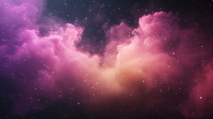 Poster - Vibrant cosmic clouds illuminated in shades of pink and purple against a starry background.