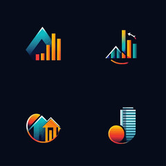 Poster - Colorful Abstract Financial Logos, Modern Design Elements, Business Graphics