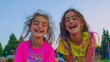 © Oat_Photo - Happy Siblings Playing Active Outdoor Game  Joyful Laughter  Summer Fun
