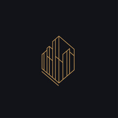 Poster - Modern Architectural Logo Design With Geometric Lines and Gold Color