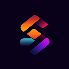 Poster - Abstract Letter S Logo Gradient Colors on Dark Background