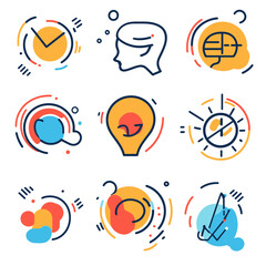 Poster - Abstract icon set, brain, clock, idea, science, technology, design elements.