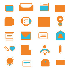 Poster - Colorful flat design icons, e-mail, house, idea, business, technology, and office.