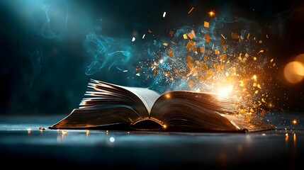 Poster - Prismatic Spectrum Illuminating an Open Book Symbolizing the Study of Optics and Wave Particle Duality   A captivating image showcasing the refraction of light through a prism