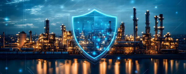 Poster - Night industrial plant security