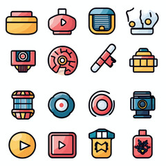 Poster - Colorful Icon Set: Interface Elements, UI, Buttons, Design, and Modern Graphics