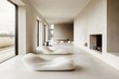 © ChaoticMind - Modern interior design with sculptural furniture in a minimalist space during daylight