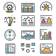 Poster - Business and finance concept icons, charts, graphs, and data illustration