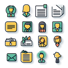 Poster - Modern Business Icons Set, Office People and Document Illustrations