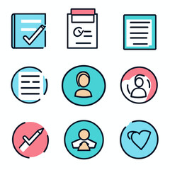 Poster - Business and technology icon set, flat design for interface elements