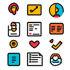 Poster - Colorful Icon Set: Business, Communication, Finance, Technology Symbols, and Charts