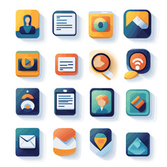 Poster - Modern set of colorful user interface icons on white background