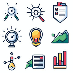 Poster - Business Icons Set: Analytics, Charts, Research, Planning, Ideas