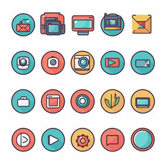 Poster - Set of Colorful Flat Style Technology Icons, Graphic Resources.