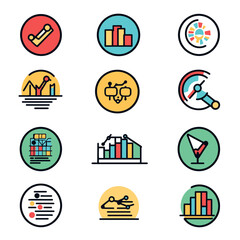Poster - Colorful Icon Set of Charts and Graphs, Business and Finance Concepts