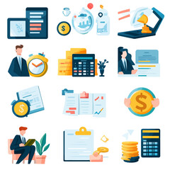 Poster - Finance and Business Icons, Investments, Money Management, Modern Concepts