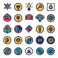 Poster - Colorful icon set of business, technology, and innovation concepts.