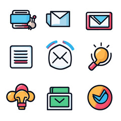 Poster - Email, Mail, Message, Document, Icon Set, Communication, and Idea Concepts.