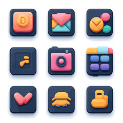 Poster - Modern 3D Icon Set, Web App Elements, Interface Design, UI UX Symbols
