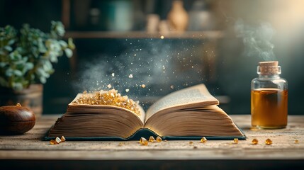 Poster - Captivating Crystalline Formations in an Open Book Showcasing the Beauty and Complexity of Natural Chemical Bonding Processes in Minerals and Organic Materials