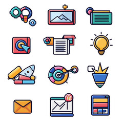 Poster - Vector Icon Set of Business, Technology and Information Elements.