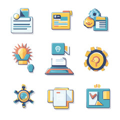 Poster - Vector icons set representing business concepts, technology, and ideas.