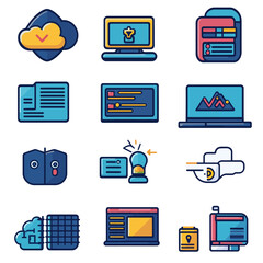 Poster - Set of Flat Design Icons for Digital Technology and Business Concepts
