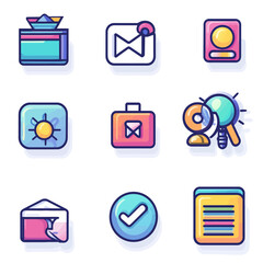 Poster - Colorful vector icon set for digital communication and concepts.