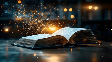 Poster - An open book where the pages are illuminated by a network of neurons and brain synapses symbolizing the depth and intricacy of human cognition neuroscience and the pursuit of knowledge