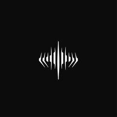 Poster - Abstract White Geometric Shape on Black Background Design