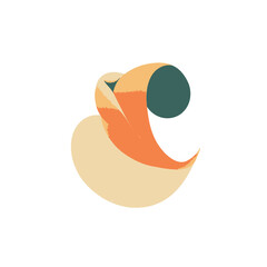 Poster - Abstract layered curves with gradients and grain texture on white background