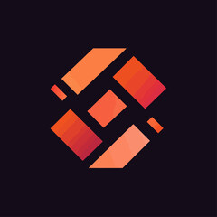 Poster - Abstract geometric logo design with orange gradient on dark background.