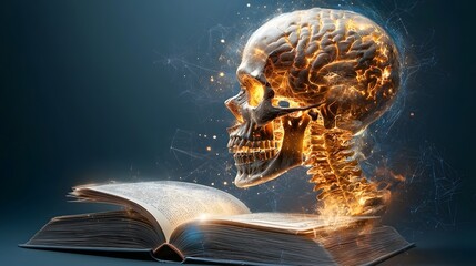 Poster - Revealing the Hidden Truths A Digitized X Ray Scan Unveils the Skeletal Anatomy within an Open Book Illuminating the Intersection of Science Technology and the Pursuit of Knowledge