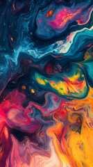 Aufkleber - Colorful abstract painting resembling a cosmic nebula with vibrant colors