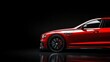 © Руслан Хайруллин - Sleek curves and luxury encapsulate the allure of this vibrant red automobile against a captivating black backdrop
