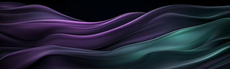 Aufkleber - Abstract waves of purple and teal flow gracefully against a dark background.