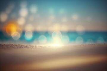 Wall Mural - soft beach sunset with glowing bokeh effects