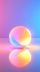 Fototapete - Bright glass sphere reflecting on gradient background