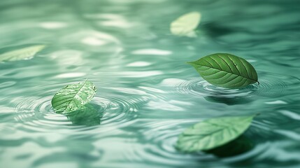 Wall Mural - Tranquil Water Surface on a Vivid Light Green Background