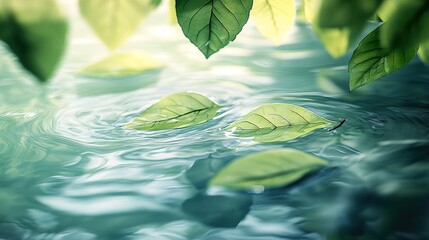Wall Mural - Tranquil Water Surface on a Vivid Light Green Background
