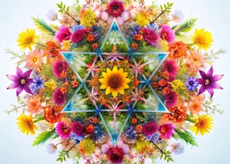 Poster - Double Exposure Floral David Star: Mystical Botanical Art Print