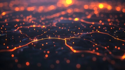 Poster - abstract glowing network design with vibrant connections