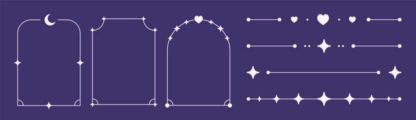 Aufkleber - Line abstract dividers, shapes and lines, frames, decorative graphic elements. Vector sticker set, print, tattoo collection.