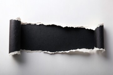 Poster - Dramatic Black Paper Rip on White Background - Copy Space for Design