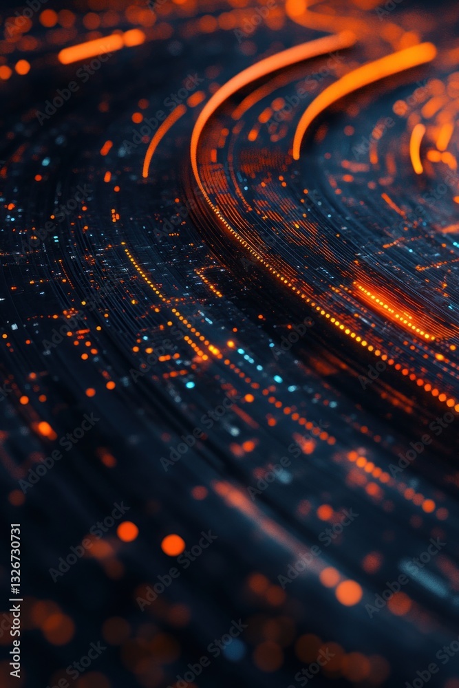 Abstract light trails glowing in dark background