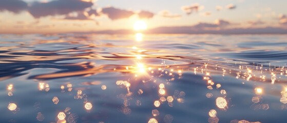 Wall Mural - sunset over tranquil water with sparkling reflections