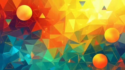 Aufkleber - vibrant abstract geometric background with a kaleidoscope of colorful shapes and elements, showcasing a modern and dynamic design