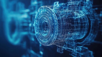 Poster - Futuristic digital engine design with glowing elements